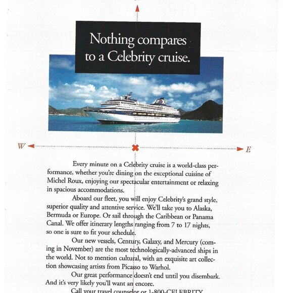 Celebrity Cruises Advertisement 1990s  Vintage Print Ad - Picture 2 of 2